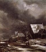 Jacob van Ruisdael Village in Winter France oil painting artist